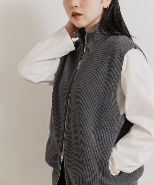 ベスト+ジレ L'Appartement  Cotton Knit Vest J.PRESS（J.プレス） ベスト ジレ 「洗える」Linen Cotton Vest ニット