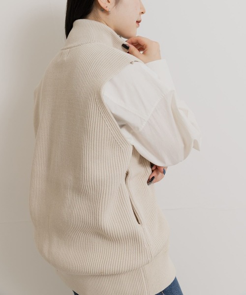 Yonetomi NEW BASIC ベスト ジレ 米富繊維 MERCERIZED COTTON RIB VEST