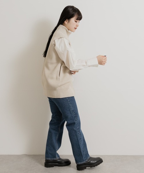 rnyroom テディベアベスト　ジレ　ホワイト　検yori 新品 yori チェックロングジレ 2022AW 先行 ロングジレ ジレ ベスト