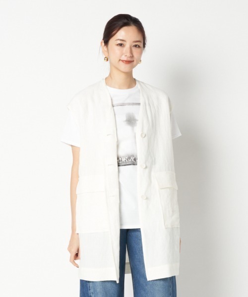 HELIOPOLE（エリオポール） ベスト ジレ DUNGAREES LINEN LONG GILLET