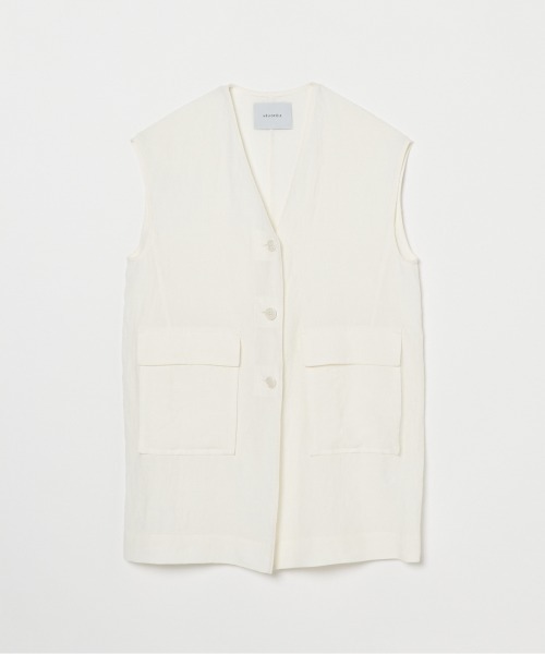 HELIOPOLE（エリオポール） ベスト ジレ DUNGAREES LINEN LONG GILLET