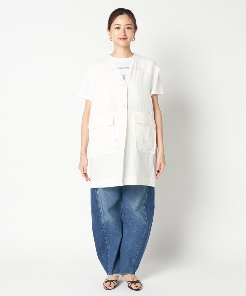 HELIOPOLE（エリオポール） ベスト ジレ DUNGAREES LINEN LONG GILLET