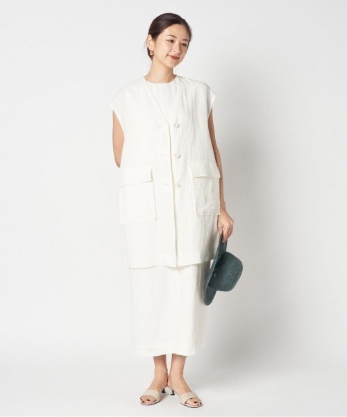 HELIOPOLE（エリオポール） ベスト ジレ DUNGAREES LINEN LONG GILLET