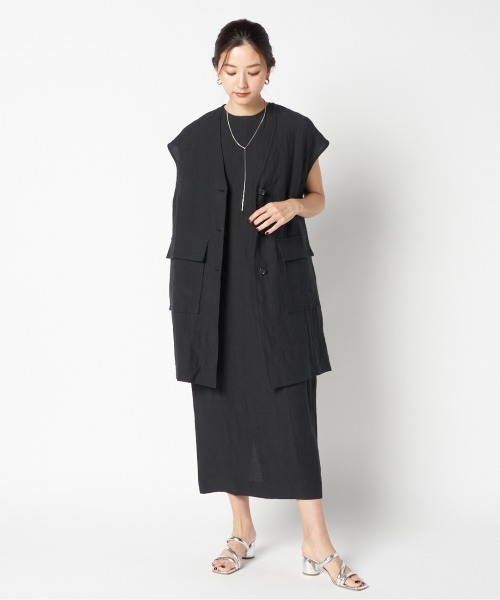 HELIOPOLE（エリオポール） ベスト ジレ DUNGAREES LINEN LONG GILLET