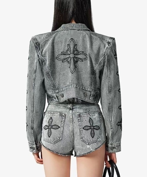 ViViDAY セットアップ 「上下2点セット」デザイン十字架デニム