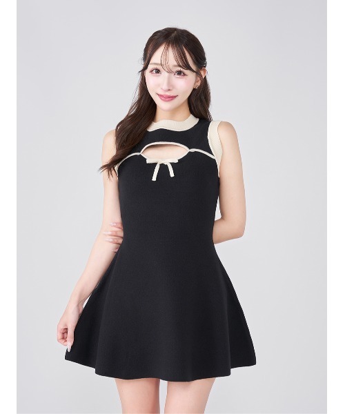 ポイントオープンニットミニワンピース Darich（ダーリッチ） ワンピース ポイントオープンニットミニ