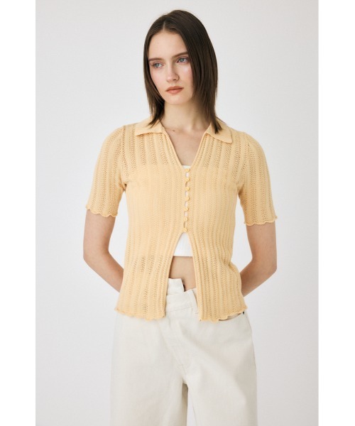 MOUSSY（マウジー） カーディガン 半袖 COTTON KNIT OPENWORK