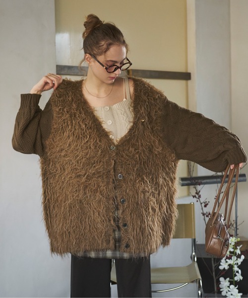 loin nuit ニットカーディガン FREE ブラウン レディース : ZOZOTOWN