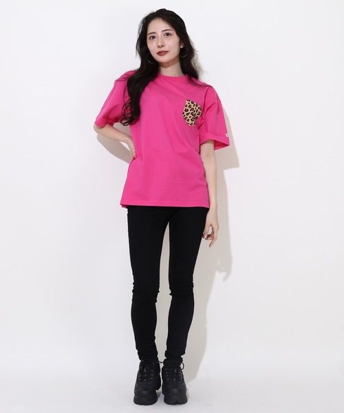 BABYDOLL tシャツ 「綿100％」 親子お揃い ヒョウ柄ポケットT