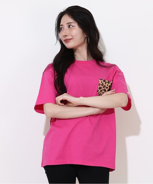 BABYDOLL tシャツ 「綿100％」 親子お揃い ヒョウ柄ポケットT