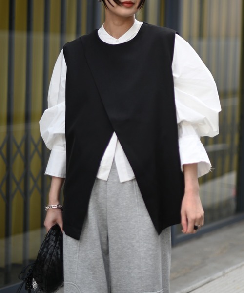 ベスト ジレ ラップレイヤードベスト レディース