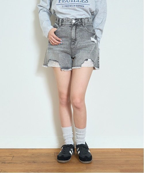 LOVETOXIC パンツ 「LTXC」ダメージデニムショートパンツ キッズ 子供