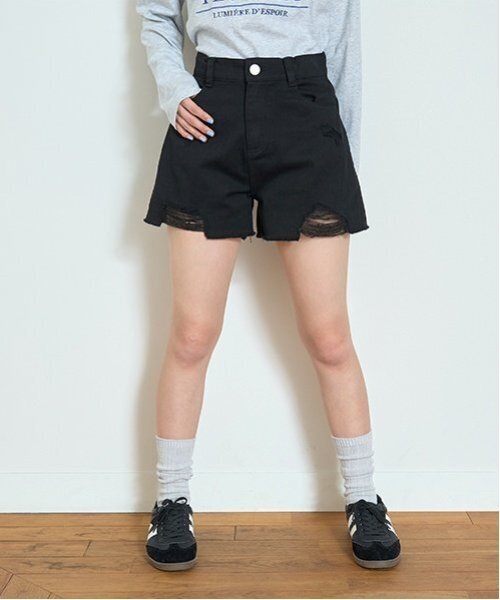 LOVETOXIC パンツ 「LTXC」ダメージデニムショートパンツ キッズ