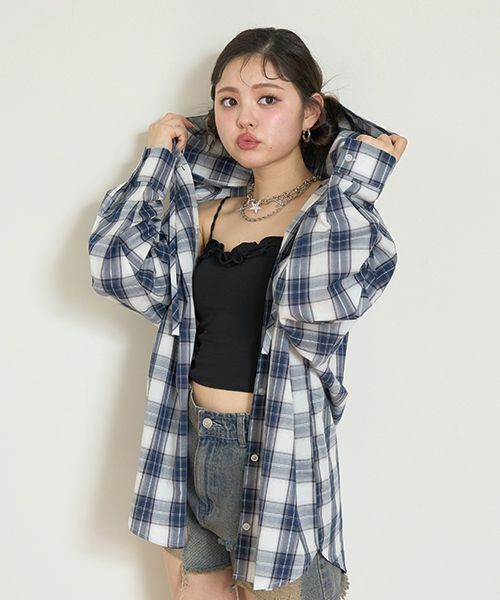ブラウス シャツ フードルーズCHシャツ「韓国ファッション」 レディース