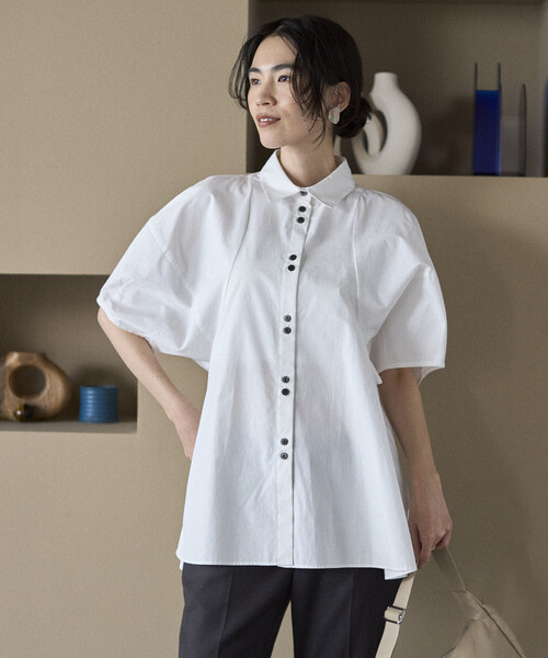 【新品タグ付き】first hand 切替デザイン バルーンスリーブシャツ Firsthand（ファーストハンド） ブラウス シャツ 切替デザイン