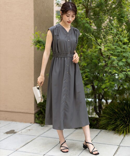 pium フロントボタン サイドギャザーワンピ any SiS ワンピース フロントボタンギャザー : ZOZOTOWN Yahoo