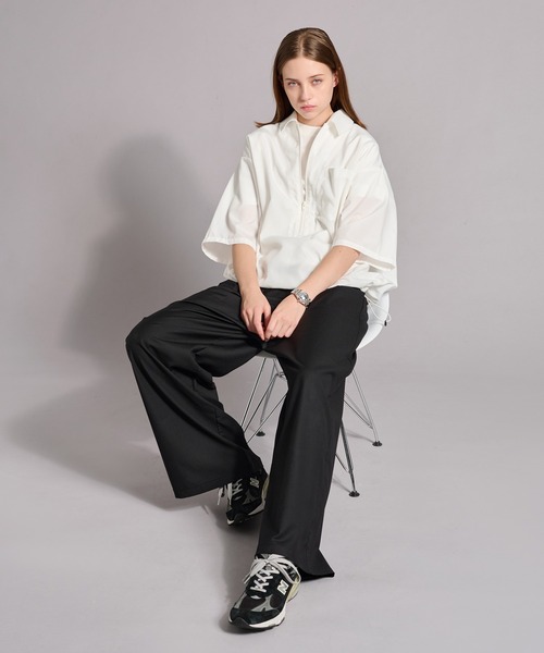 新品あり Black & White ジップ ワイヤー襟 シャツ LL 2枚 WETTEMPT シャツ ZIP VAROUZE SHIRT / ジップヴァルーズシャツ メンズ