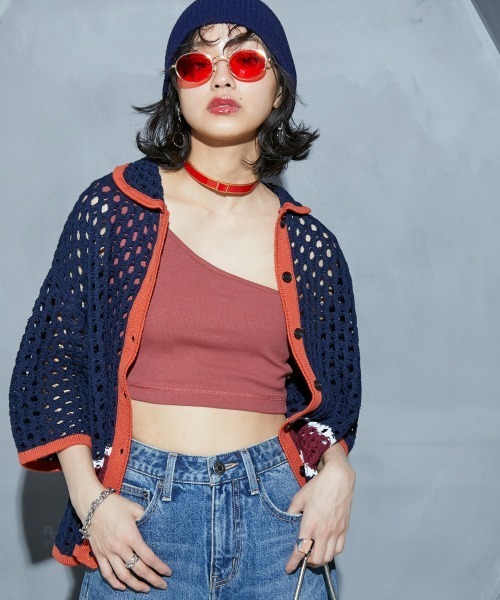 「GEVS.」 「SMILELAND」ニットカーディガン 4L ベージュ レディース_画像2