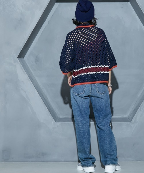 「GEVS.」 「SMILELAND」ニットカーディガン 4L ベージュ レディース_画像5