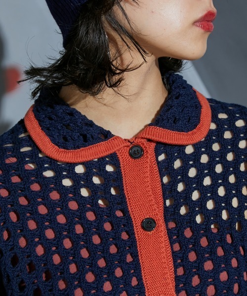 「GEVS.」 「SMILELAND」ニットカーディガン 4L ベージュ レディース_画像7