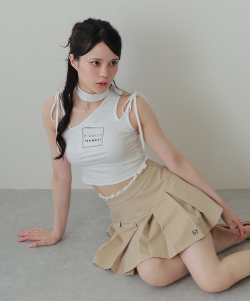タンクトップ ノースリーブ *M DOLLY original* choker neck logo tops/チョーカーネックロゴトップス レディース