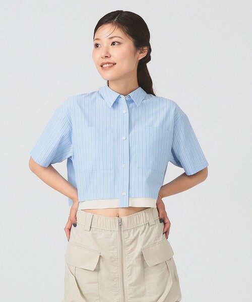 ブラウス シャツ ラメレースシャツ レディース Ray BEAMS ブラウス シャツ ストライプ クロップド レディース