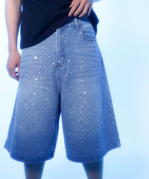 【a2o】クリスタルストーンデニムショーツ a2o ジーンズ 「a2o」クリスタルストーンデニムショーツ メンズ