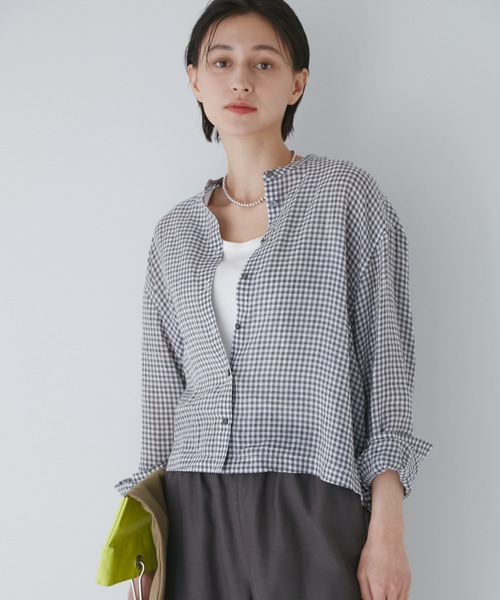 「human woman」 長袖ブラウス MEDIUM グレー レディース