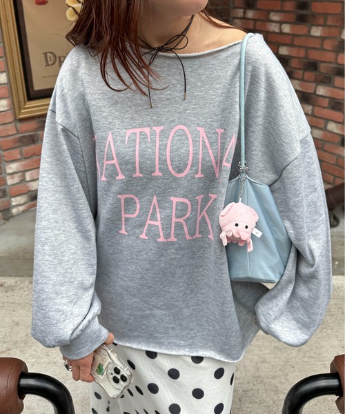 PILIT トレーナー スウェット オフショルロゴスウェット レディース