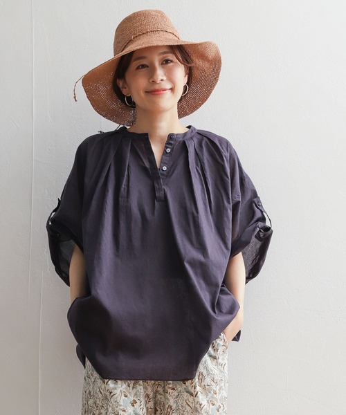 「URBAN RESEARCH DOORS」 半袖ブラウス MEDIUM ネイビー レディース
