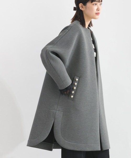 PICCIN PERLA ノーカラーコート コート パールポケットコート