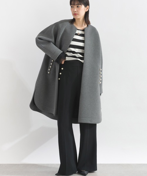 PICCIN PERLA ノーカラーコート コート パールポケットコート