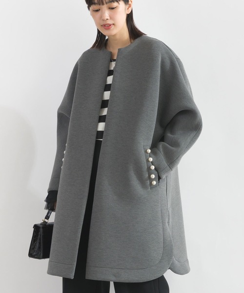 PICCIN PERLA ノーカラーコート コート パールポケットコート