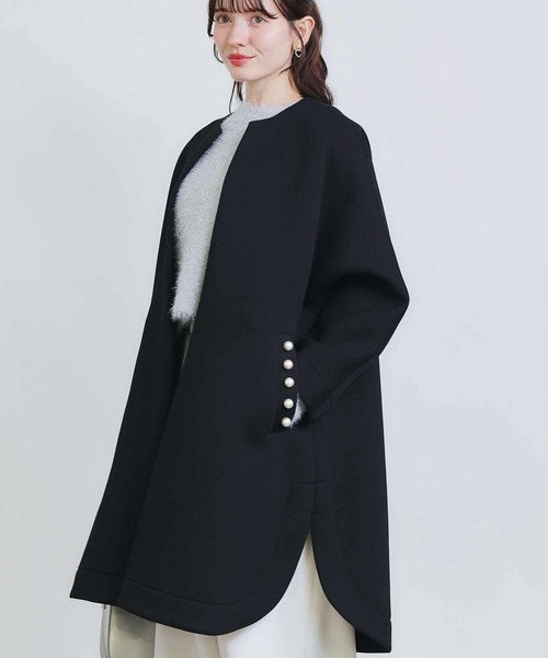 PICCIN PERLA ノーカラーコート コート パールポケットコート