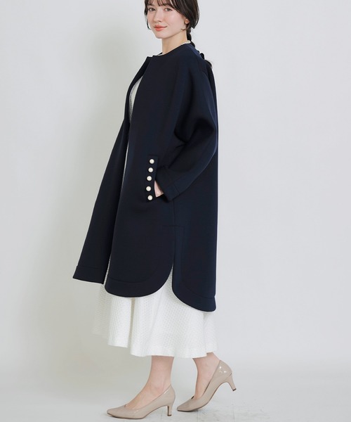 PICCIN PERLA ノーカラーコート コート パールポケットコート