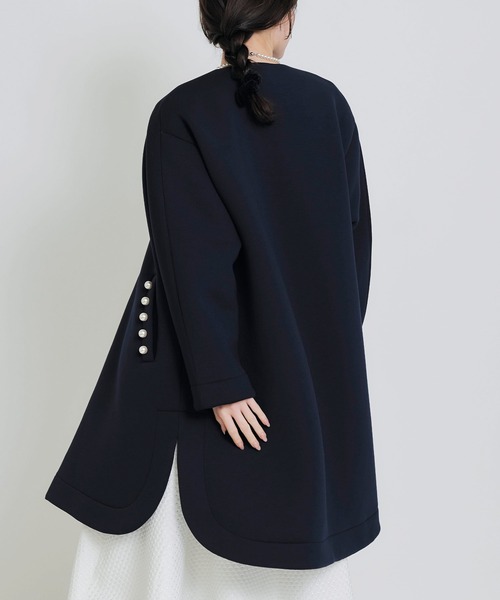 PICCIN PERLA ノーカラーコート コート パールポケットコート