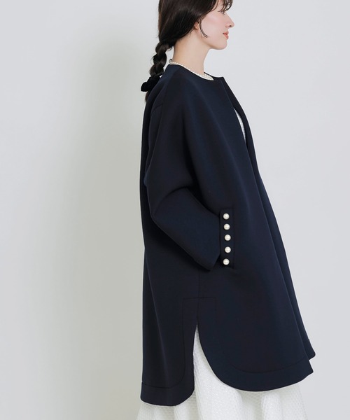 PICCIN PERLA ノーカラーコート コート パールポケットコート