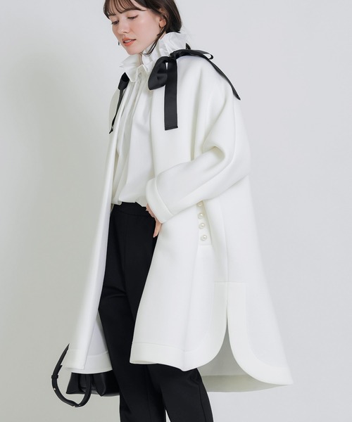 PICCIN PERLA ノーカラーコート コート パールポケットコート
