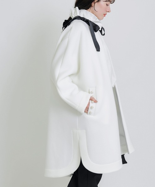 macaronron　タグ付未使用　PICCIN パール付ノーカラーコート PICCIN PERLA ノーカラーコート コート パールポケットコート