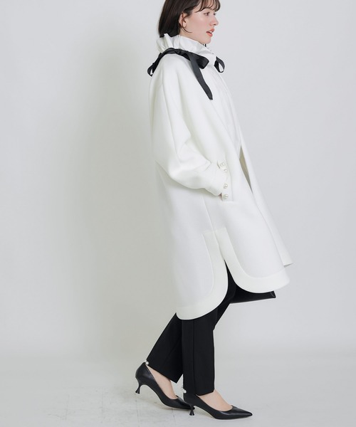 PICCIN PERLA ノーカラーコート コート パールポケットコート