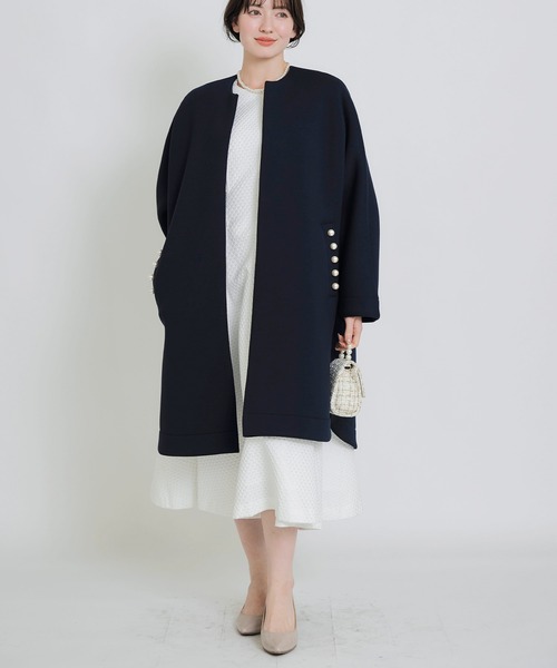 PICCIN PERLA ノーカラーコート コート パールポケットコート