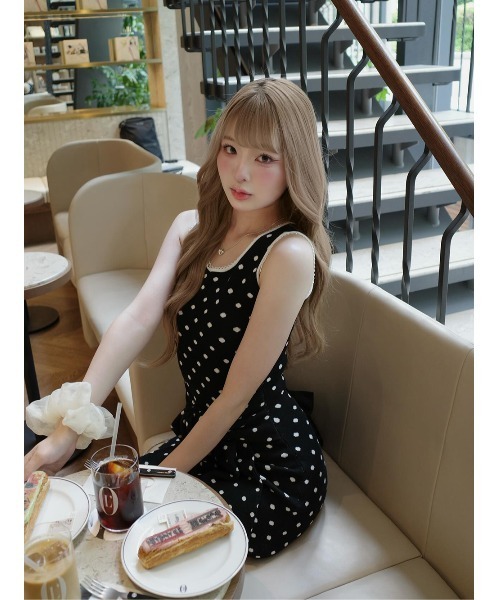 Darich（ダーリッチ） ワンピース ウエストマークドットニットミニ