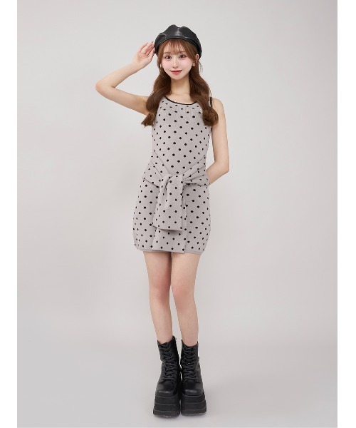 Darich ウエストマークドットニットミニワンピース　ブラック ウエストマークドットニットミニワンピース – Darich (ダーリッチ)