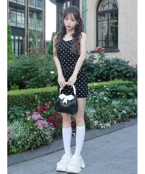 【新品タグ付き】ダーリッチ　ウエストマークドットニットミニワンピース Darich ワンピース ウエストマークドットニットミニワンピース