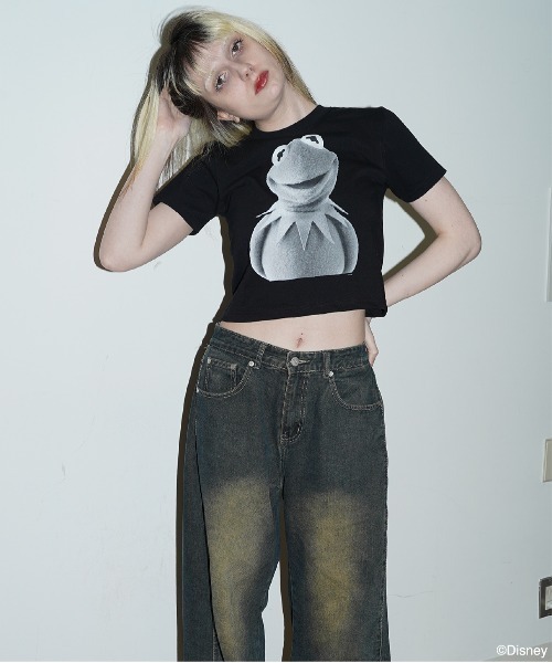 「Disney」 半袖Tシャツ LARGE ブラック メンズ