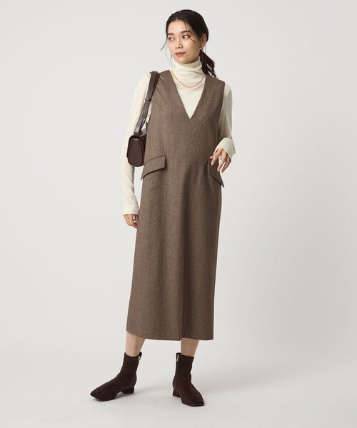 【美品】plantation ECOポリラックス　ジャンパースカート green label relaxing ジャンパースカート ホームスパン