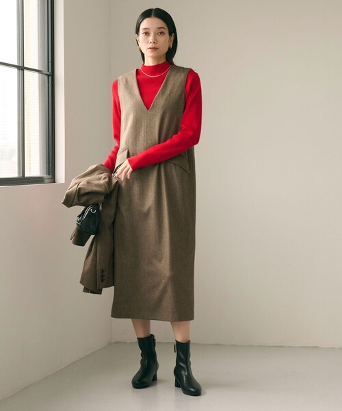 【美品】plantation ECOポリラックス　ジャンパースカート green label relaxing ジャンパースカート ホームスパン