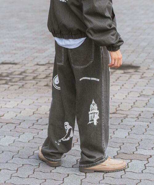 「SEQUENZ」 加工デニムパンツ LARGE ブラック メンズ