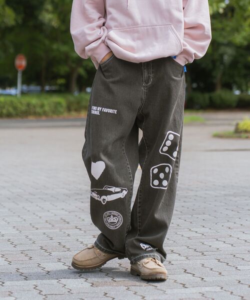 「SEQUENZ」 加工デニムパンツ LARGE ブラック メンズ