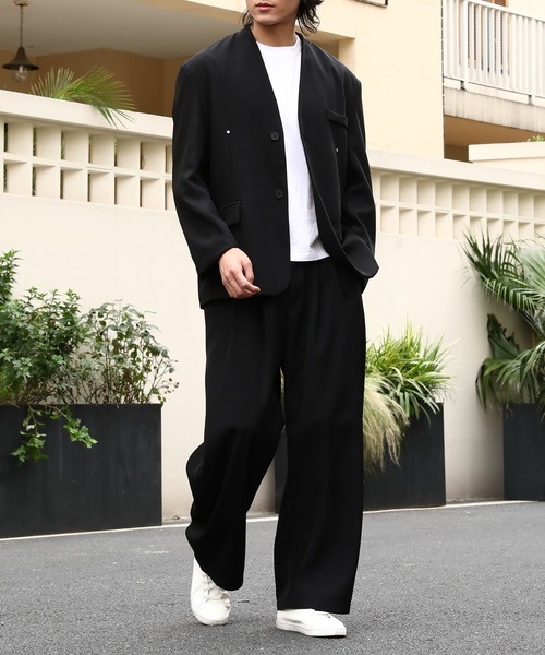 ATTACHMENT×WYM ノーカラージャケット Lサイズ　セットアップ ATTACHMENT×WYM ノーカラージャケット Lサイズ セットアップ